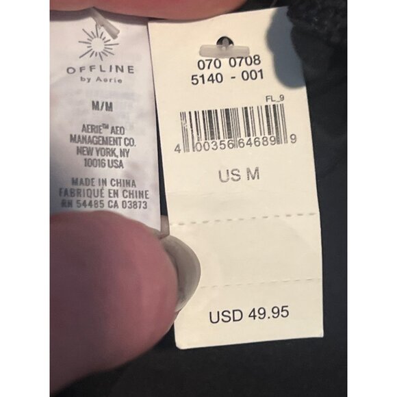 AERIE OFFLINE The Hugger Cropped Flare Slit Hem Legging Sz. Medium Black Lounge - Picture 4 of 9